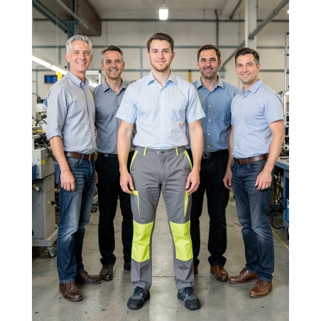 Pantalon de travail Gris et vert pas cher — mise en situation : Industrie, Équipe