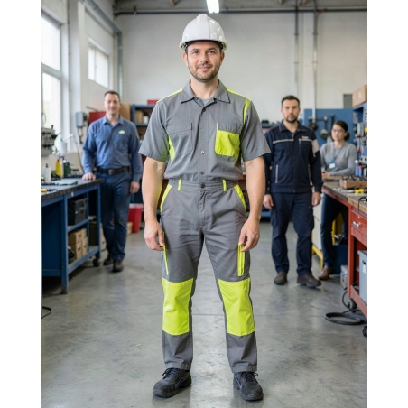 Pantalon de travail Gris et vert pas cher — mise en situation : Industrie, Portrait individuel