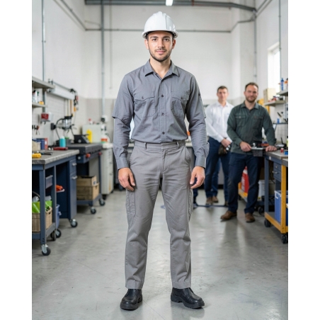 Pantalon de travail 100 % coton Gris — mise en situation : Industrie, Portrait individuel