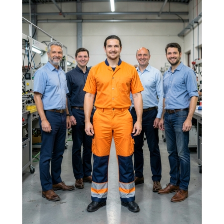 Pantalon DASSY de Travail Buffalo PESCO74 (290 gr) Orange/Bleu — mise en situation : Industrie, Équipe