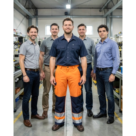 Pantalon DASSY de Travail Buffalo PESCO74 (290 gr) Orange/Bleu — mise en situation : Industrie, Équipe