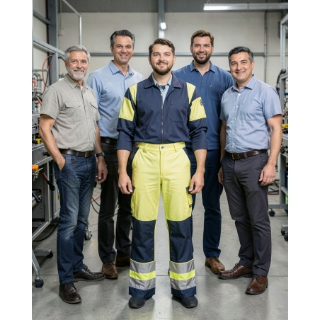 Pantalon DASSY de Travail Buffalo PESCO74 (290 gr) Jaune/Bleu M — mise en situation : Industrie, Équipe