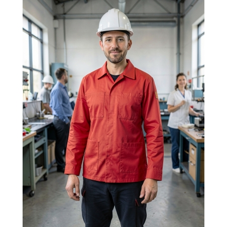 Veste de travail rouge homme — mise en situation : Industrie, Portrait individuel