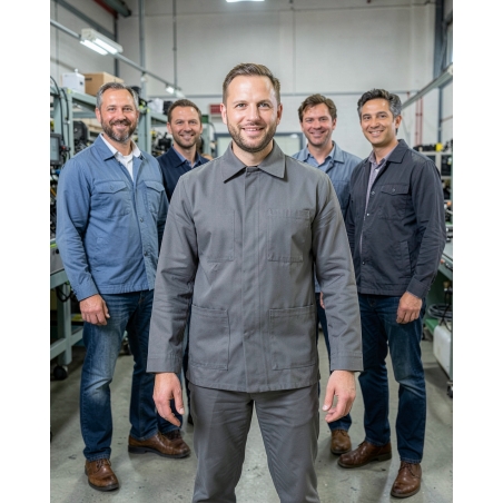 Veste classique industrie polycoton gris — mise en situation : Industrie, Équipe