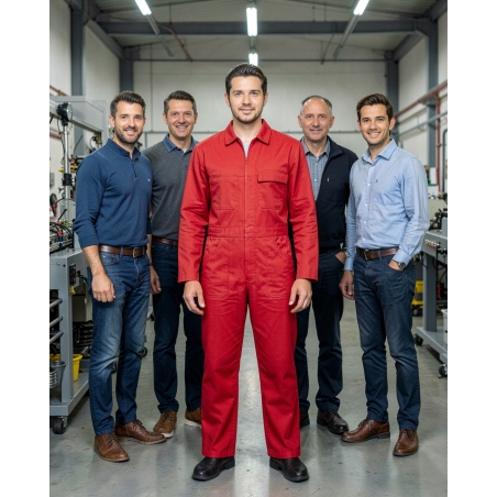 Combinaison de travail dg 5P/35C rouge — mise en situation : Industrie, Équipe