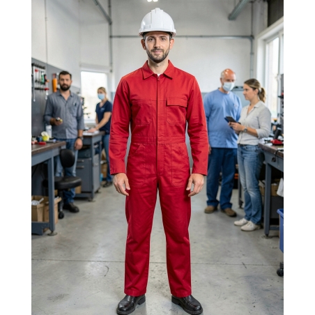 Combinaison de travail dg 5P/35C rouge — mise en situation : Industrie, Portrait individuel