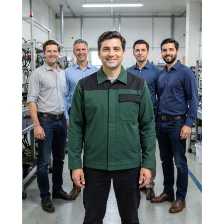Veste de travail Vert manches longues fermture glissière — mise en situation : Industrie, Équipe