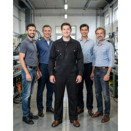 Combinaison de travail Dassy Noir Modele Nime — mise en situation : Industrie, Équipe
