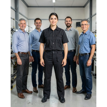 Pantalon de travail Oxford homme noir grande taille — mise en situation : Industrie, Équipe