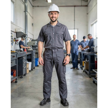 Pantalon de travail Oxford homme gris grande taille — mise en situation : Industrie, Portrait individuel