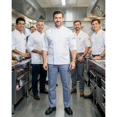 Pantalon de cuisinier pied de poule — mise en situation : Cuisine / restauration, Équipe