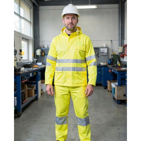 Vêtement de travail haute visibilité jaune fluo — mise en situation : Industrie, Portrait individuel