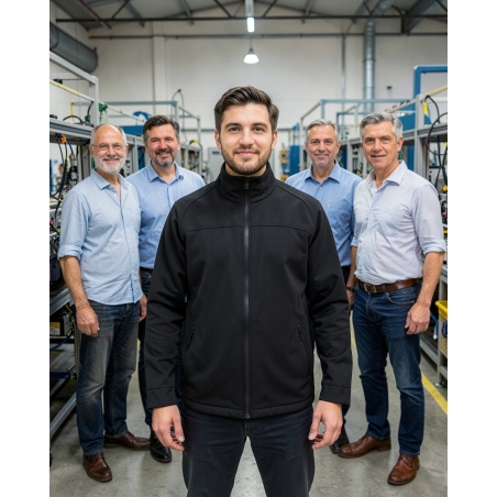 Blouson softshell Typhon noir – Veste de travail — mise en situation : Industrie, Équipe