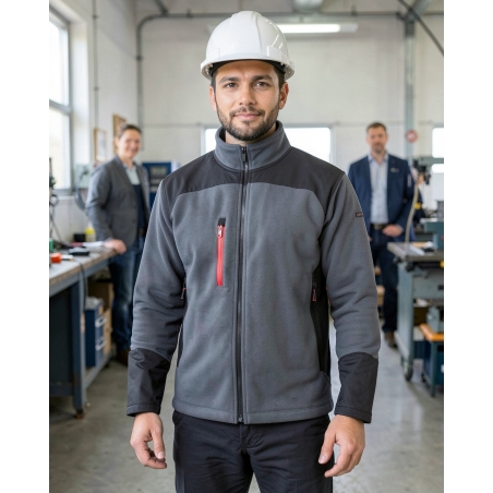 Veste de travail Brighton gris et noir — mise en situation : Industrie, Portrait individuel