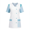 Tunique médicale blouse tunique moderne Blanc Bleu — photo packshot produit sur fond blanc