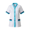 Tunique médicale blouse tunique moderne blanche et bleu — photo packshot produit sur fond blanc
