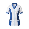 Tunique médicale blouse tunique moderne blanche et bleu Bugatti Ciel — photo packshot produit sur fond blanc