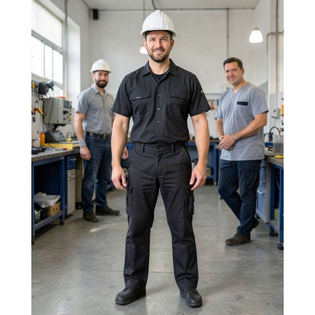 Pantalon de travail homme noir Kingston — mise en situation : Industrie, Portrait individuel