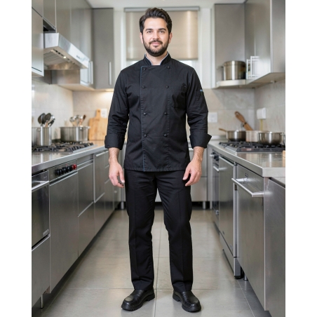 Pantalon de cuisinier noir — mise en situation : Cuisine / restauration, Portrait individuel