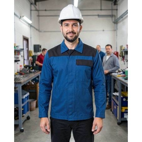 Veste de trvail BIFUL workwear Bleu et noir — mise en situation : Industrie, Portrait individuel