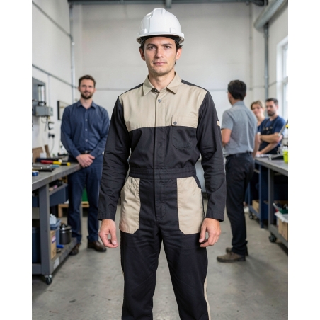 Combinaison de travail Noire et Beige — mise en situation : Industrie, Portrait individuel