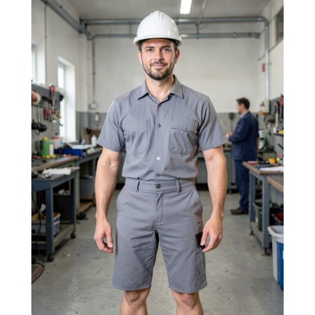 Bermuda de travail gris et noir Typhon Light — mise en situation : Industrie, Portrait individuel