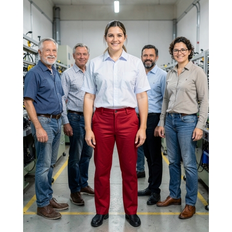Pantalon de travail rouge pas cher — mise en situation : Industrie, Équipe