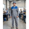 Combinaison de travail bi couleur Gris Bleu double fermeture — mise en situation : Industrie, Portrait individuel