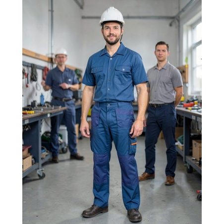 Pantalon de travail Oxford homme bleu royal — mise en situation : Industrie, Portrait individuel