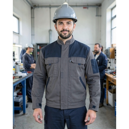 Blouson de travail choco noir — mise en situation : Industrie, Portrait individuel