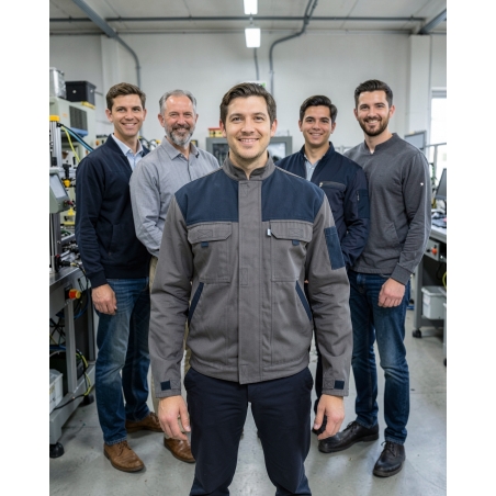 Blouson de travail choco noir — mise en situation : Industrie, Équipe