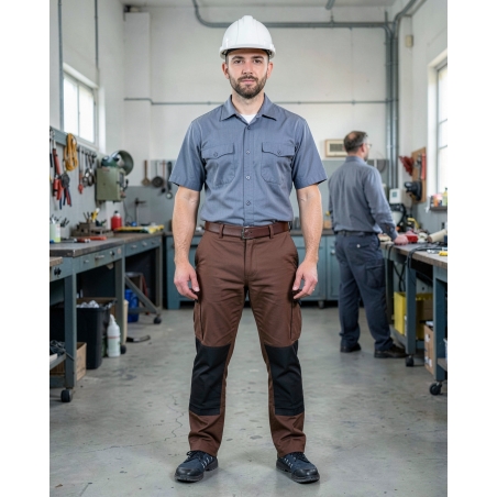 Pantalon de travail chocolat et noir — mise en situation : Industrie, Portrait individuel