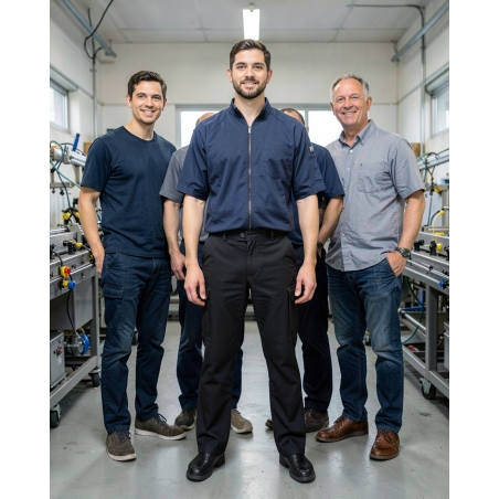 Pantalon de travail noir ceinture elastique dos — mise en situation : Industrie, Équipe
