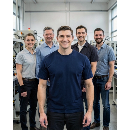 Tee shirt GILDAN 100 % coton mc Marine — mise en situation : Industrie, Équipe