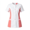 Tunique médicale blouse tunique moderne Blanc Rose — photo packshot produit sur fond blanc