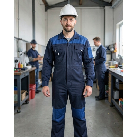 Combinaison de travail bicolore marine – Homme & Femme — mise en situation : Industrie, Portrait individuel