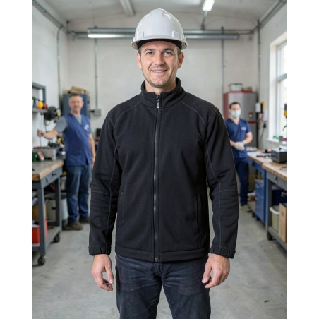 Veste polaire de travail homme noire — mise en situation : Industrie, Portrait individuel