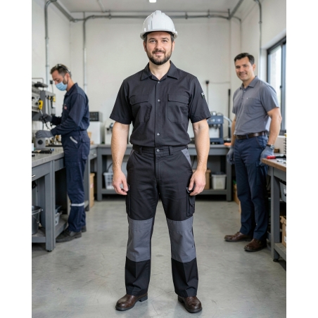 BOSTON23 Pantalon de travail Noir et Gris BOSTON — mise en situation : Industrie, Portrait individuel
