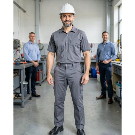 Pantalon de travail gris homme — mise en situation : Industrie, Portrait individuel