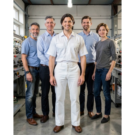 PBV PANTALON de travail coton polyester Blanc — mise en situation : Industrie, Équipe