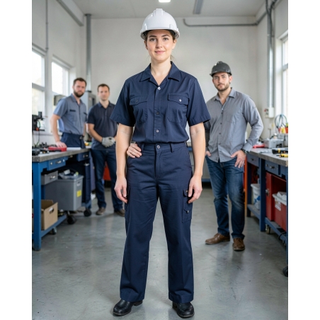 Pantalon de travail DASSY FEMME PESCO61 (245gr) BLEU — mise en situation : Industrie, Portrait individuel