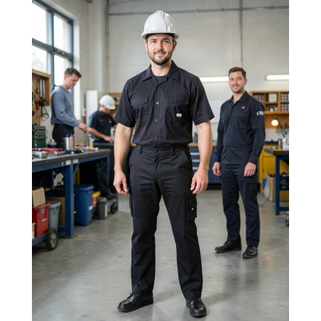 Pantalon de travail noir homme — mise en situation : Industrie, Portrait individuel