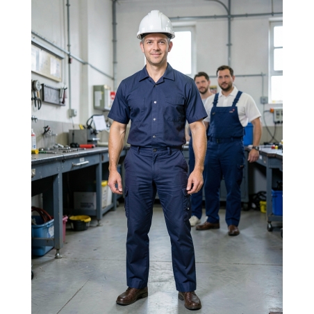 Pantalon de travail homme Liverpool bleu marine — mise en situation : Industrie, Portrait individuel