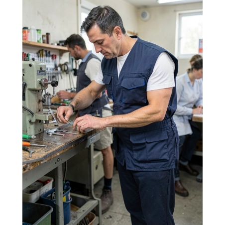 Gilet de travail polaire Mach2 bleu marine — mise en situation : Industrie, Action métier