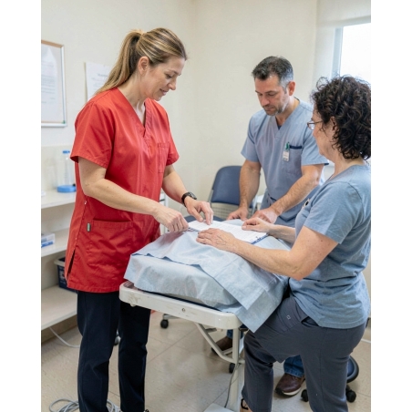 Tunique de travail médical esthetique Rouge — mise en situation : Médical / infirmier, Action métier