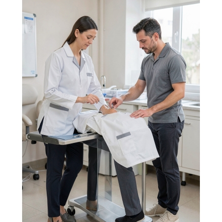 Tunique de travail manches longues — mise en situation : Médical / infirmier, Action métier