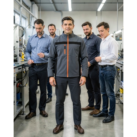 Veste de travail Lulea 2 gris et orange — mise en situation : Industrie, Équipe
