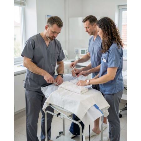 Tunique de travail Grise Médical dentiste vétérinaire — mise en situation : Médical / infirmier, Action métier