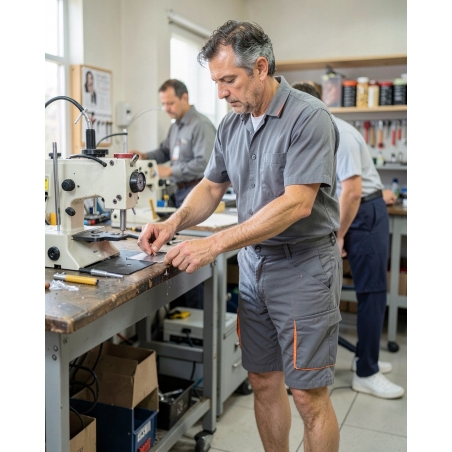 Bermuda de travail Mach2 gris et orange — mise en situation : Industrie, Action métier