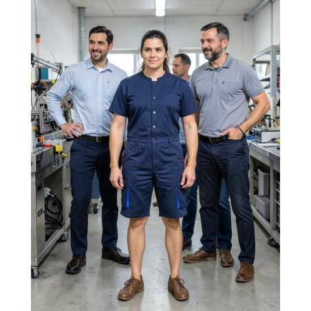 Bermuda de travail Mach2 bleu marine — mise en situation : Industrie, Équipe